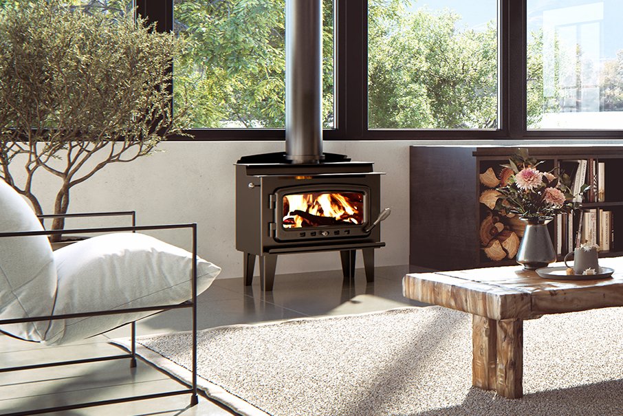 Nectre MK1 wood fired heater wood fire fire place autralian hydronics legs pedestal